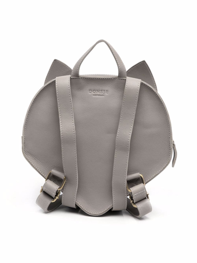 Donsje Pop-up Ears Leather Backpack In Grey