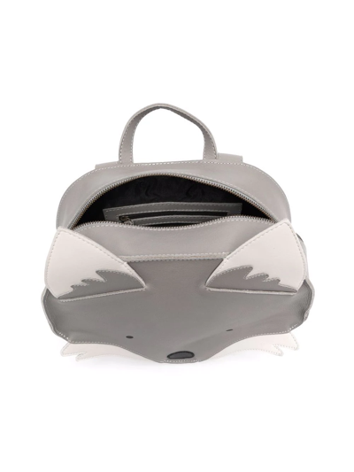 Donsje Pop-up Ears Leather Backpack In Grey