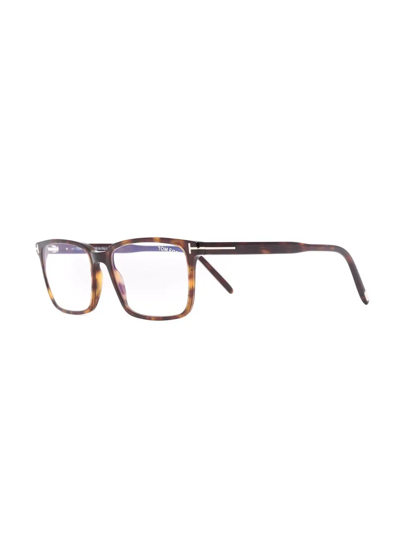Shop Tom Ford Ft5802 Rectangular Glasses In Brown