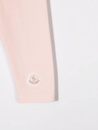Shop Moncler Logo-patch Leggings In Pink
