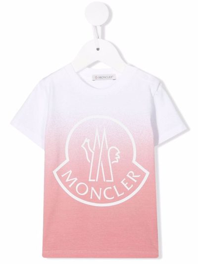 Shop Moncler Logo-print Shaded T-shirt In White