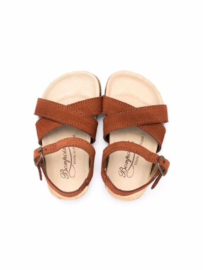 Shop Bonpoint Buckle-fastening Crossover-strap Sandals In Brown