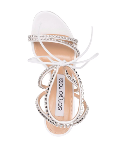 Shop Sergio Rossi Rhinestone-embellished Sandals In White