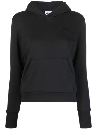 Shop Adidas Originals Logo-embroidered Cotton Hoodie In Black