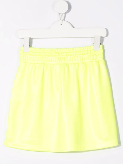 Shop Msgm Embroidered-logo Track Skirt In Yellow