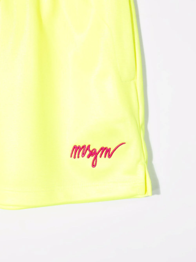 Msgm Teen Embroidered-logo Track Skirt In Yellow