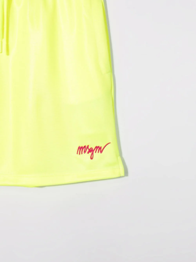 Shop Msgm Teen Embroidered-logo Track Skirt In Yellow