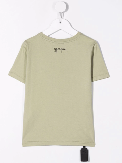 Shop Yporqué Dinosaur-print Cotton T-shirt In Green