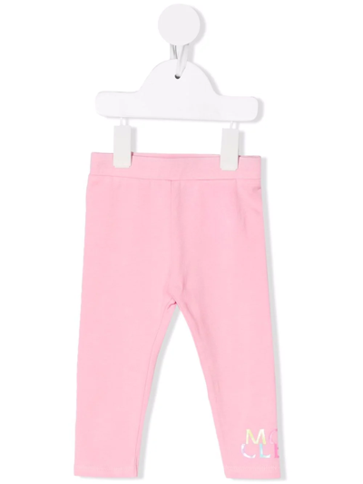 Shop Moncler Logo-print Leggings In Pink