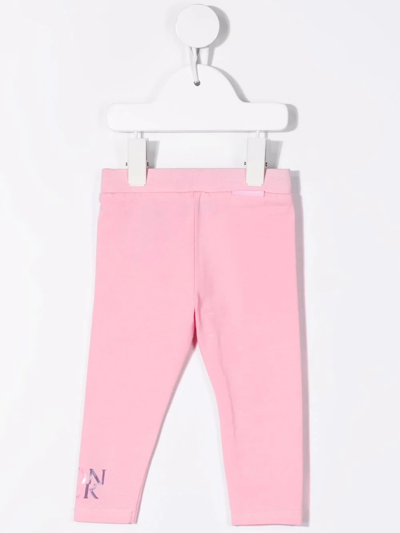 Shop Moncler Logo-print Leggings In Pink