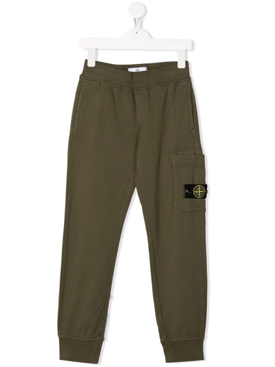 Shop Stone Island Junior Logo Patch Tracksuit Bottoms In Green