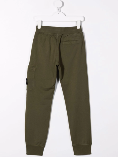 Shop Stone Island Junior Logo Patch Tracksuit Bottoms In Green