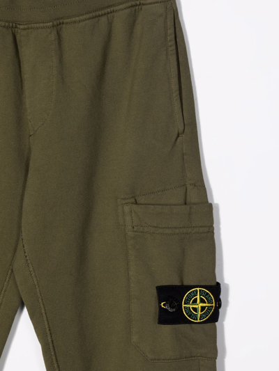 Shop Stone Island Junior Logo Patch Tracksuit Bottoms In Green