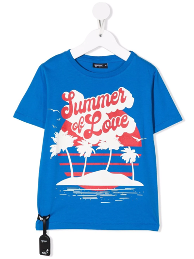 Shop Yporqué Graphic-print Cotton T-shirt In Blue