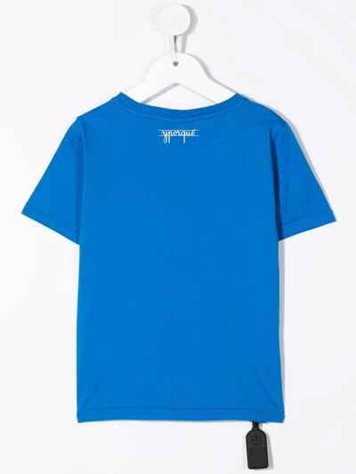 Shop Yporqué Graphic-print Cotton T-shirt In Blue