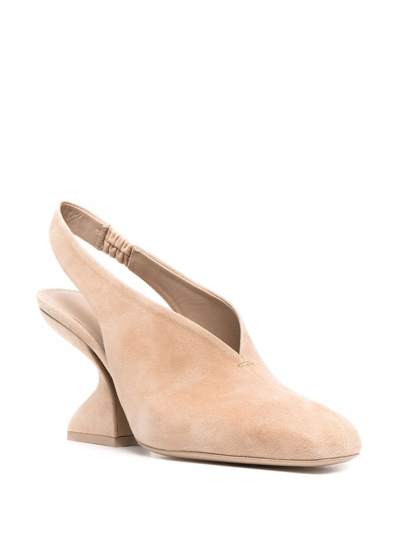 Ferragamo F-heel 100mm Slingback Pumps In Neutrals