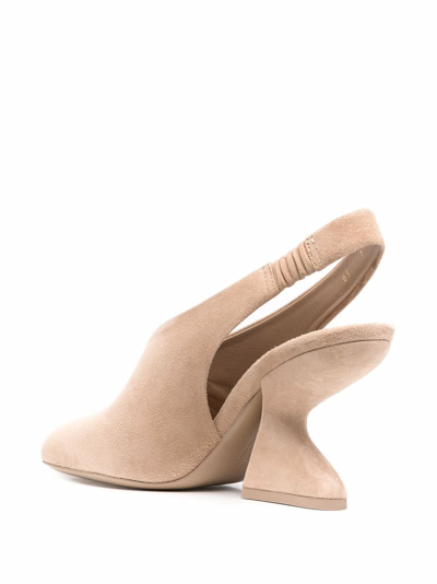 Ferragamo F-heel 100mm Slingback Pumps In Neutrals