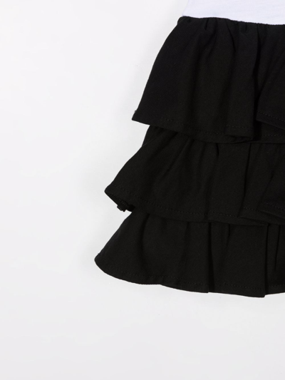 Shop Balmain Logo-print Ruffled-skirt Dress In Black
