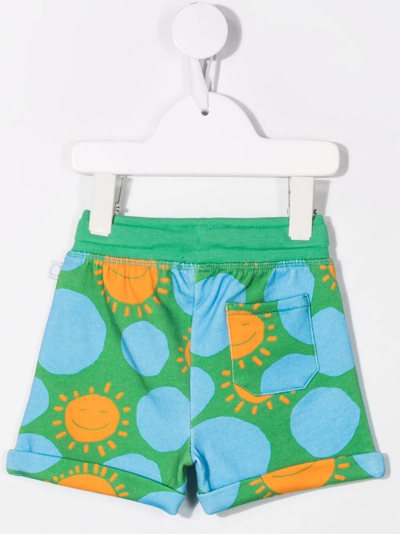 Shop Stella Mccartney Graphic-print Elasticated-waist Shorts In Green