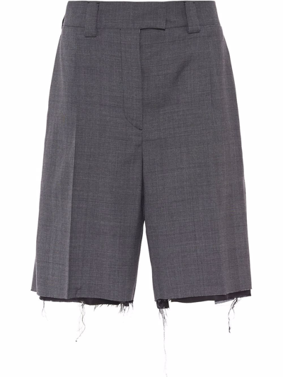 Shop Miu Miu Prince Of Wales Check Bermuda Shorts In Grey