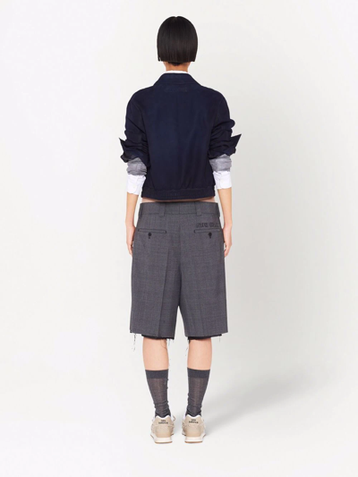 Shop Miu Miu Prince Of Wales Check Bermuda Shorts In Grey