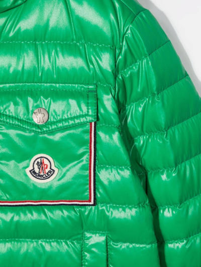 Moncler Zipped Padded Jacket In Green