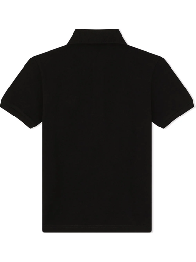 Shop Dolce & Gabbana Logo-tag Piqué Polo Shirt In Black