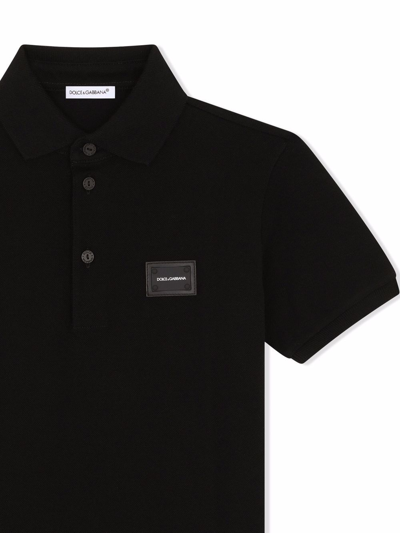 Shop Dolce & Gabbana Logo-tag Piqué Polo Shirt In Black