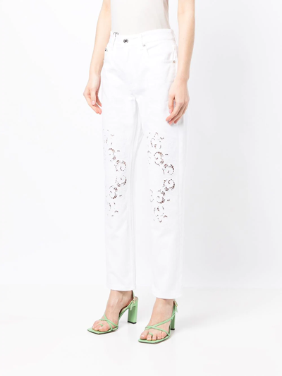 Shop Dolce & Gabbana Lace-detail Straight-leg Trousers In White