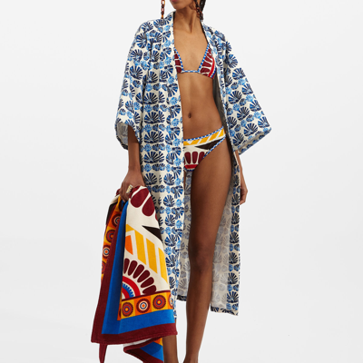 La Doublej Abstract Print Halterneck Bikini Top In Solar Placée