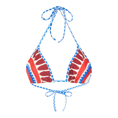 La Doublej Abstract Print Halterneck Bikini Top In Solar Placée