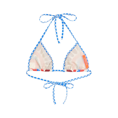 La Doublej Abstract Print Halterneck Bikini Top In Solar Placée