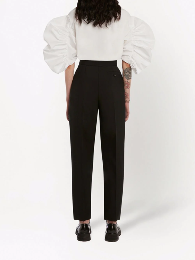 Alexander Mcqueen Decorative Zip-detail Wool Tailored Trousers In Schwarz