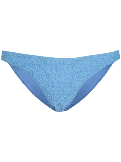 Shop Alexander Wang Logo-knit Bikini Bottoms In Blue