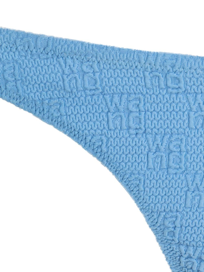 Alexander Wang Bikini Bottom In Textured Logo Jersey In Blue