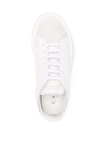Casadei White Platform Sneakers Interwoven Design In Polyurethane Woman In Weiss