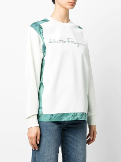 Ferragamo Embroidered Logo Sweatshirt In Weiss