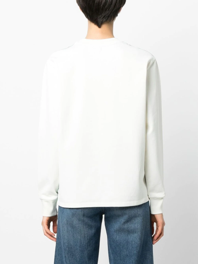 Ferragamo Embroidered Logo Sweatshirt In Weiss