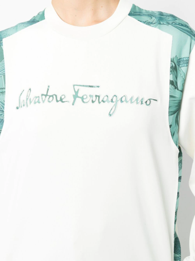 Ferragamo Embroidered Logo Sweatshirt In Weiss