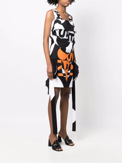 Shop Burberry Panelled Graphic Print Mini Dress In Schwarz