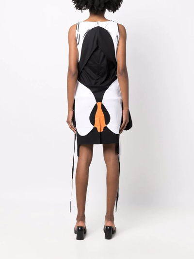 Shop Burberry Panelled Graphic Print Mini Dress In Schwarz