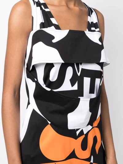 Burberry Panelled Graphic Print Mini Dress In Schwarz
