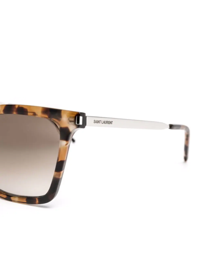Saint Laurent Tortoiseshell-effect Square-frame Glasses In Braun