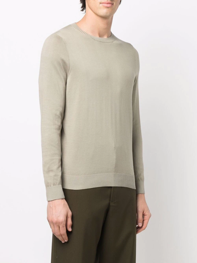 Malo Crew Neck Cotton Jumper In Grün