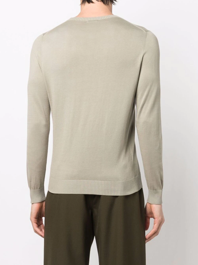 Malo Crew Neck Cotton Jumper In Grün