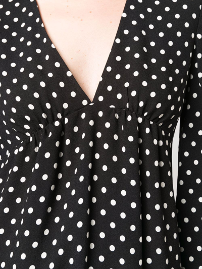 Shop Saint Laurent Polka-dot Flared Mini Dress In Schwarz