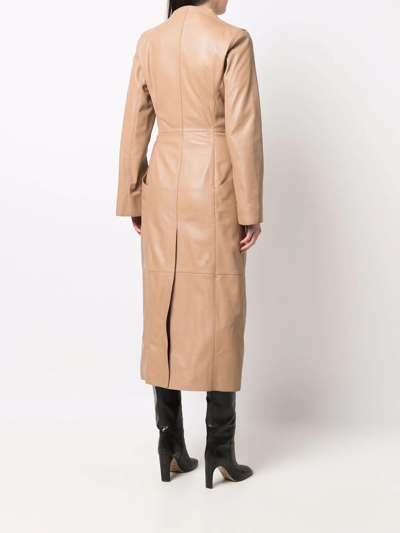 Shop By Malene Birger Double-breasted Leather Coat In Nude