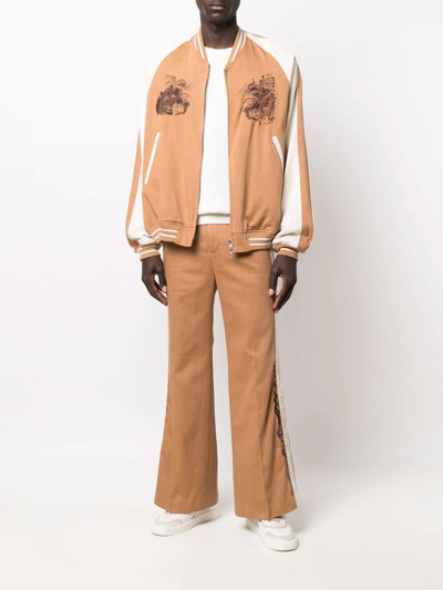 Doublet Side-trim Flared Trousers In Braun