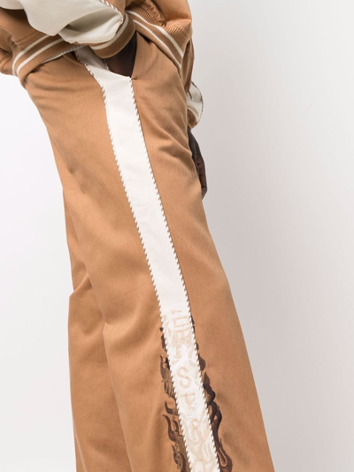 Doublet Side-trim Flared Trousers In Braun