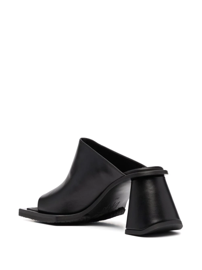 Shop Eytys Leather Asymmetric Mule Sandals In Schwarz